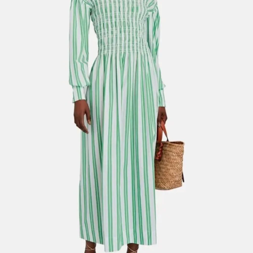 Ganni Green Stripe Midi Dress - Picture 2 of 2